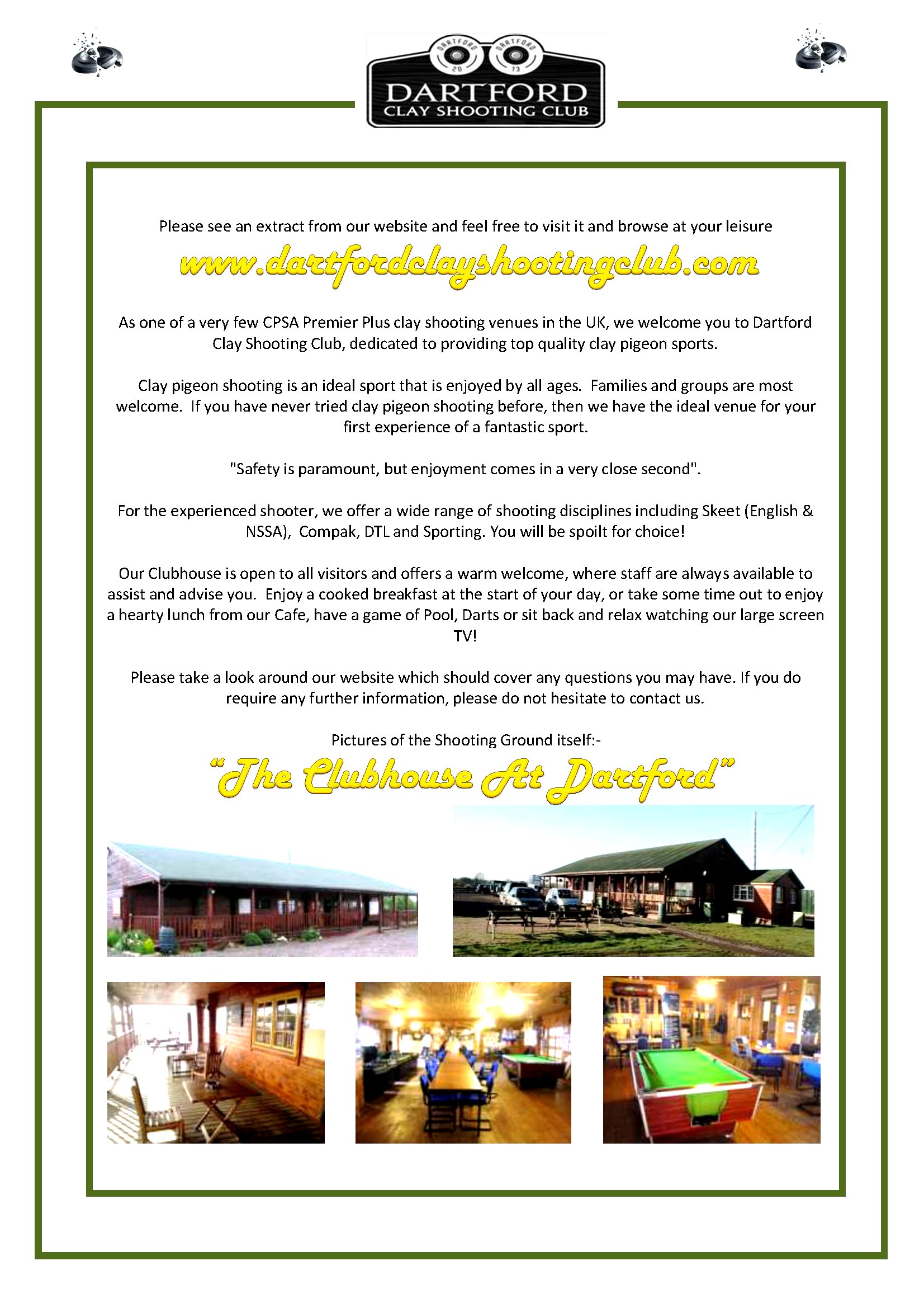 DARTFORD CLAY SHOOTING CLUBS INTRODUCTION LETTER