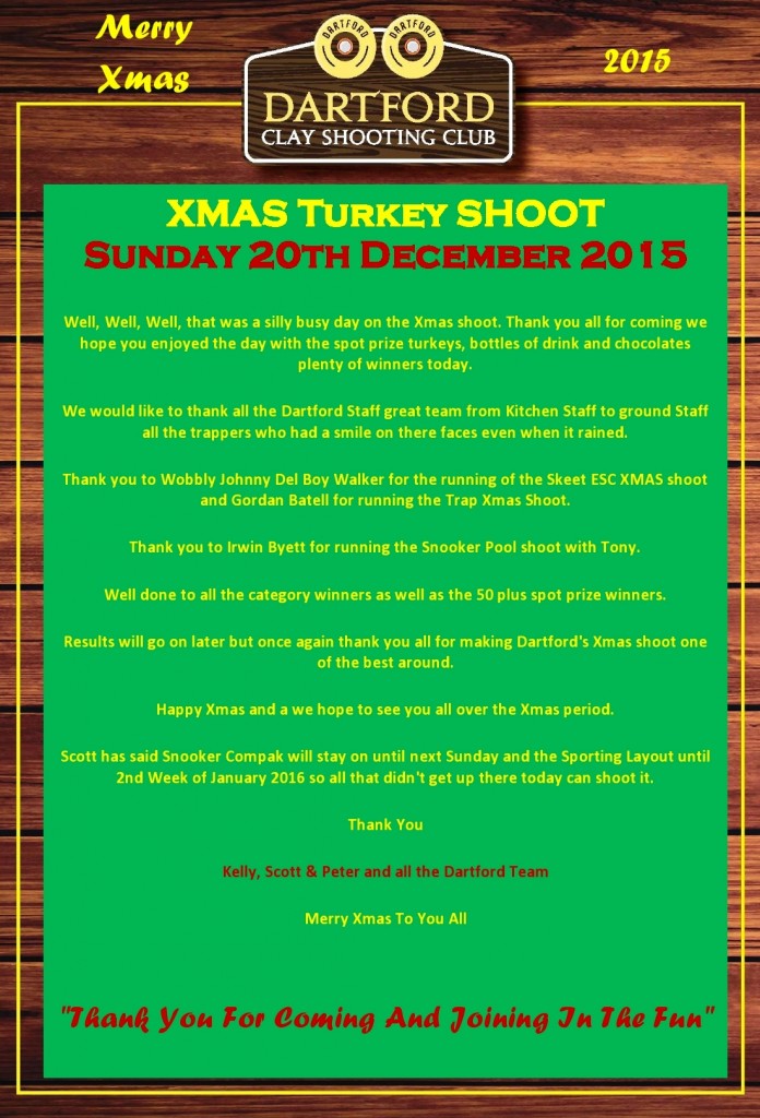 XMAS TURKEY SHOOT 2015 THANK YOU LETTER
