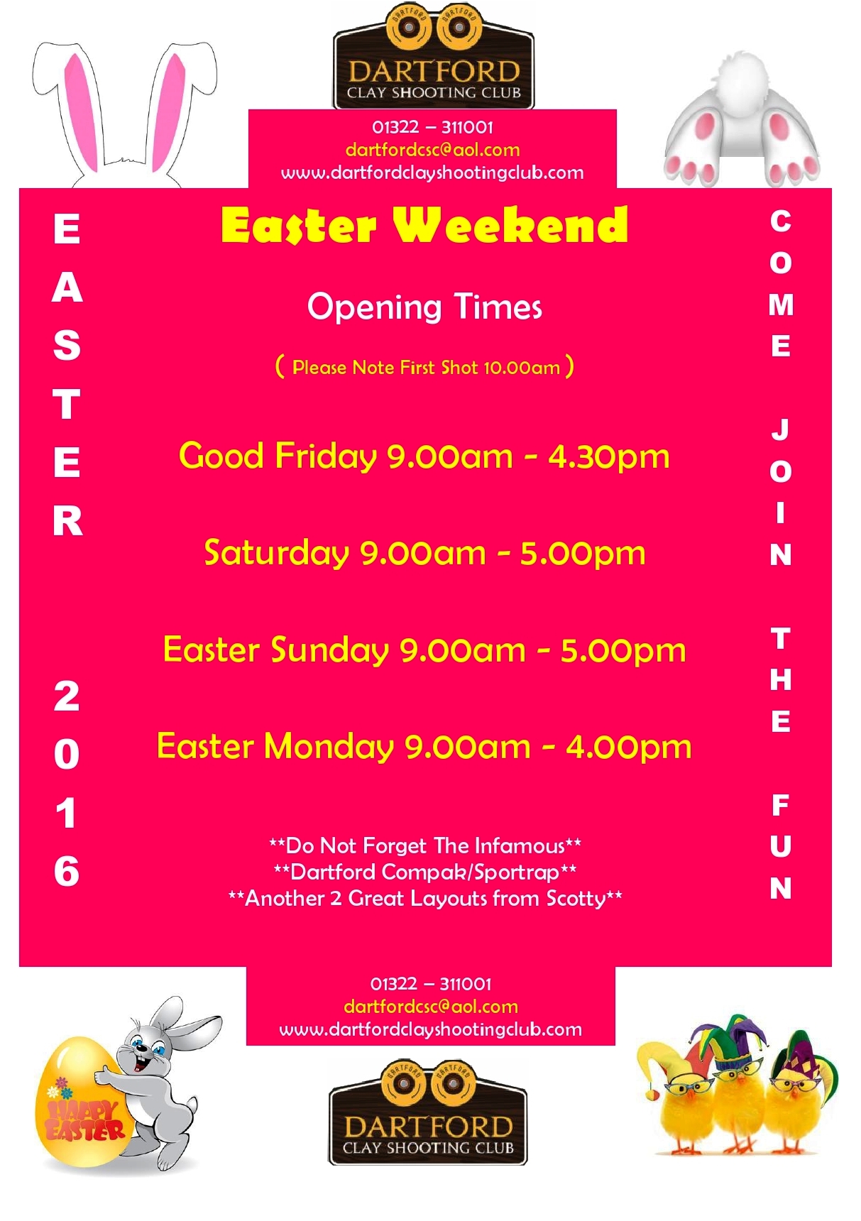 EASTER WEEKEND MARCH 25TH 28TH 2016